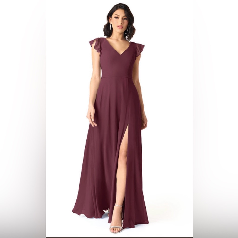 Azazie Claudine Chiffon Bridesmaid Dress (Cabernet)